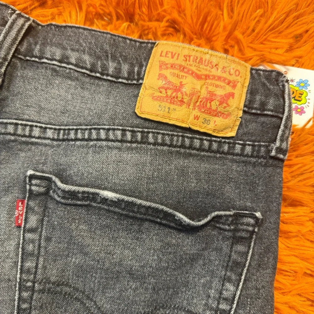 Levis 511 Slim Fit Denim Shorts Mens 36 Washed Black Gray Jean Shorts